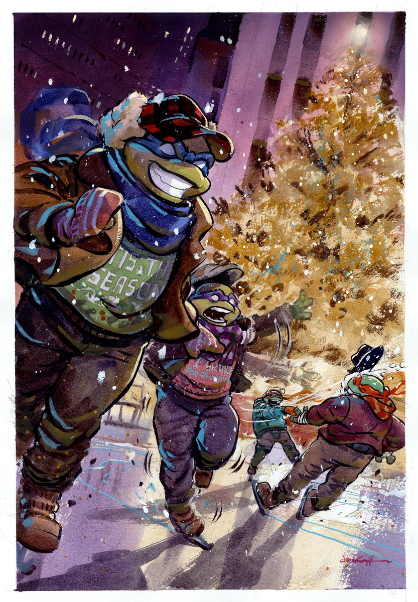 Jared_Cullum's tweet image. 🐢 The last of my 4 TMNT holiday cover series coming out soon! For @IDWPublishing