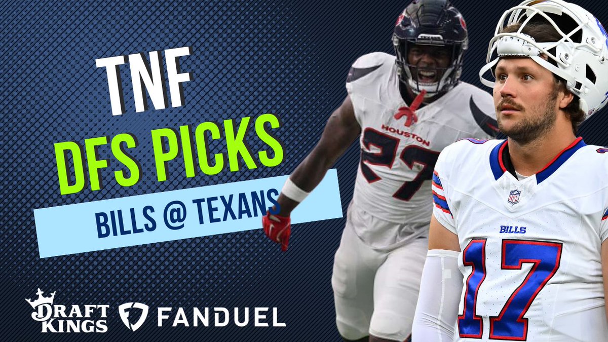 🎥 NEW VIDEO ➤ Buffalo Bills vs. Houston Texans 

Week 12 Thursday Night Football NFL DFS Breakdown

👉 Watch now: youtu.be/TC3jhKoFdWo

Get in on the action with:
• 🎯 Breakdown of key matchups and value plays
• 🔍 Which players to target and avoid for your DFS lineups