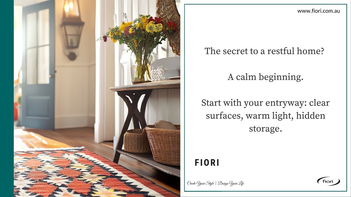 Fiori_aus's tweet image. The secret to a restful home? A calm beginning.
Start with your entryway: clear surfaces, warm light, hidden storage.
One decision. A daily exhale.

#FioriHome #StorageRefresh #DesignInDetails #HomeInspo #SmartStorage