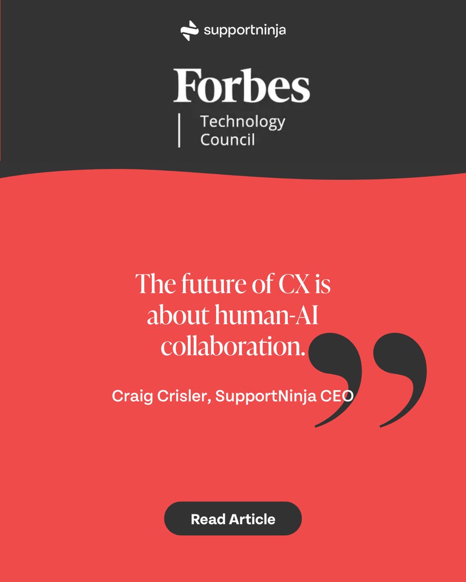 supportninja's tweet image. AI is reshaping CX faster than most leaders expected.

But winning companies are pairing AI with strategic partnerships that expand capability, improve quality, and accelerate impact.

🔗 hubs.li/Q03V8sL20