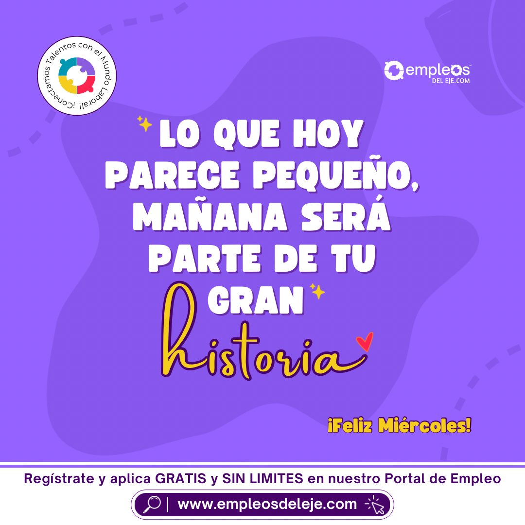 empleosdeleje's tweet image. No subestimes lo que estás logrando, incluso si nadie lo ve ✨
Cada día suma, cada esfuerzo cuenta.
💜🚀 empleosdeleje.com

#EmpleosDelEje #MiércolesDeLuz #SigueAvanzando