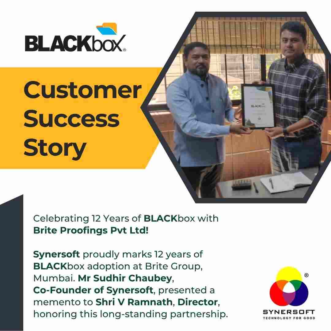 SynersoftTech's tweet image. Huge gratitude to Brite Proofings Pvt Ltd, the leader in industrial flooring, for reaching their 12th year with BLACKbox!

They achieved critical design data security, IT standardization, and 60% cost savings! 

Read: synersoft.in/case-study-bri…

#CustomerSuccess #12Years #BLACKbox