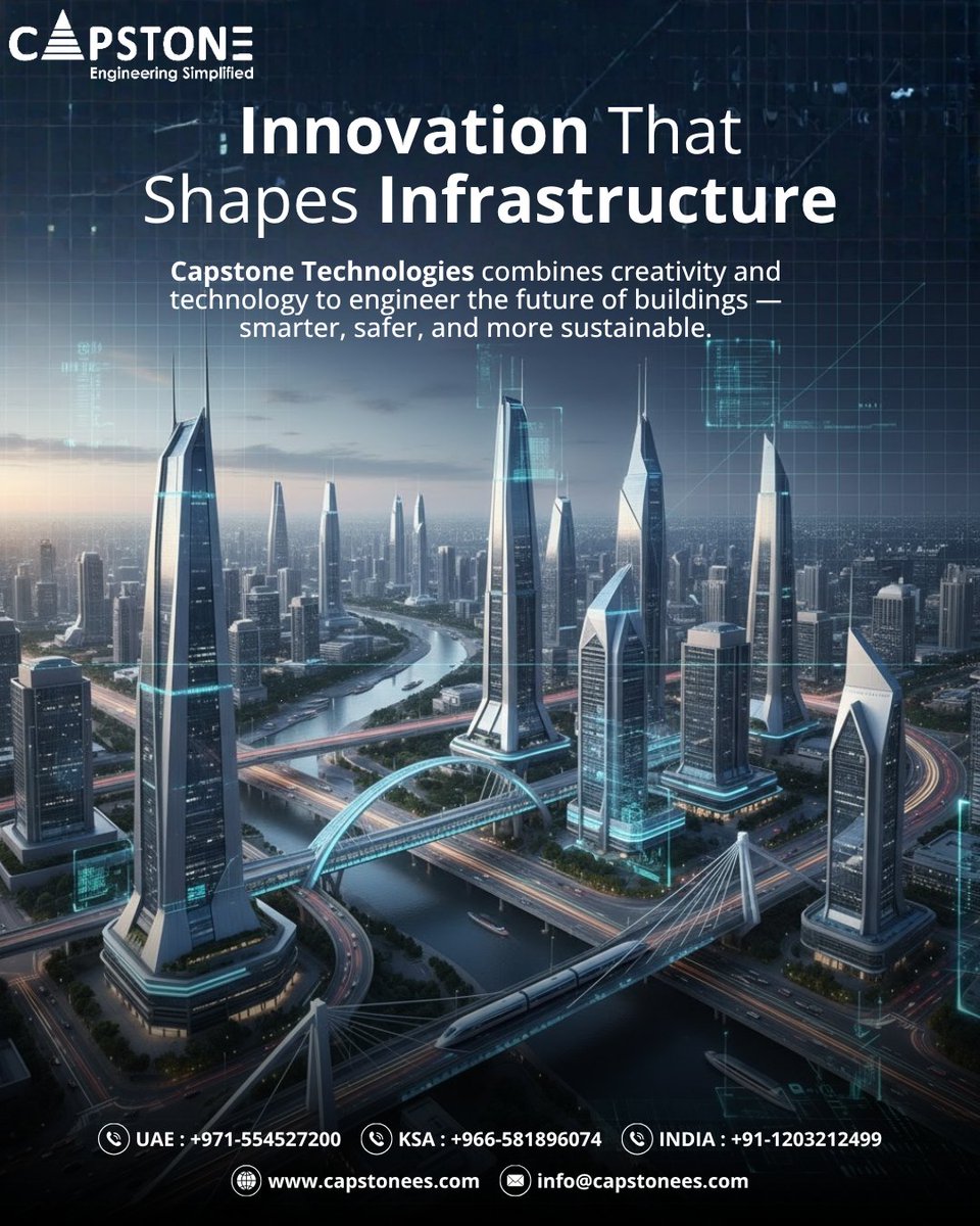 AjCapstone's tweet image. Innovation is redefining infrastructure.
At Capstone Technologies, we blend creativity with advanced engineering tools to shape buildings that are smarter, safer, and built for a sustainable future. 🌍🏗️

#InfrastructureInnovation #SmartBuildings #SustainableEngineering #BIM