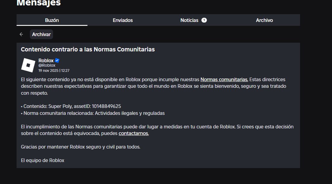 iSMasterRoblox's tweet image. acabaron con el trabajo de mi vida... SuperPoly no hizo nada ilegal... 

el dia de hoy a las 12:27 de esta tarde, mi juego @SuperPolyGame fue borrado por supuestamente ¨Actividades ilegales y reguladas¨ lo cual es totalmente falso he injusto ya que no tiene nada de eso