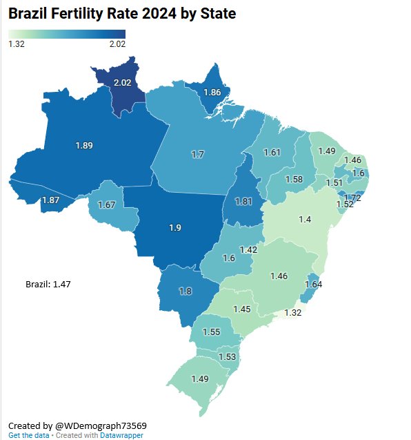 Mapalpiteiro's tweet image. Índice de fertilidade do Brasil. 🇧🇷