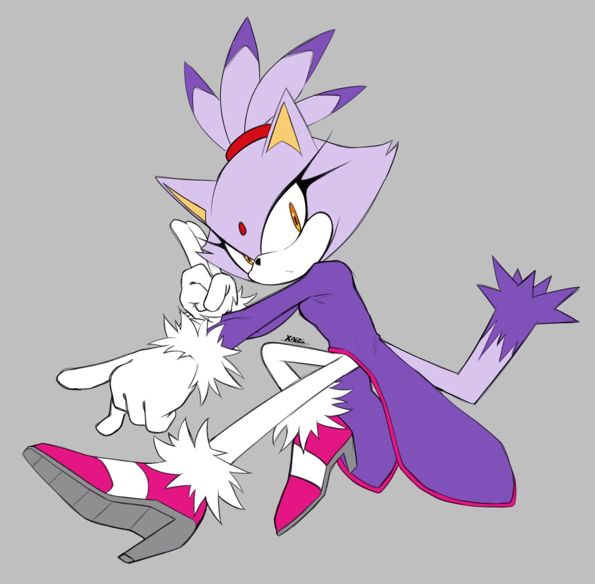 XabsAfterDark's tweet image. Sonic redraw except it’s Blaze