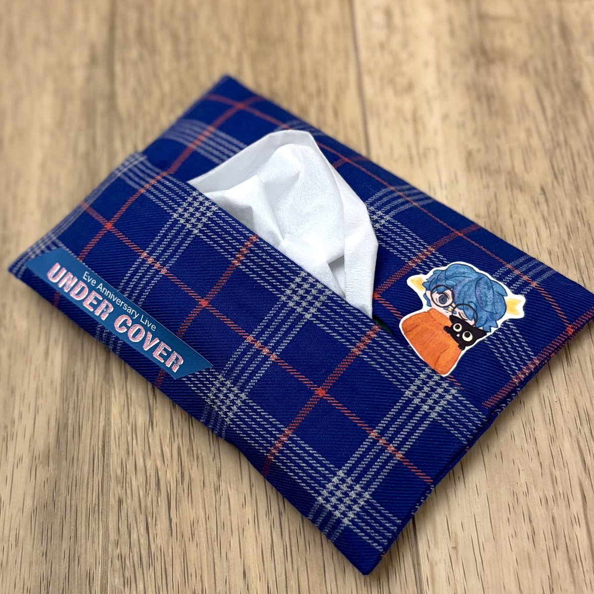 粗品はポケットティッシュカバーです💙 お会いしたらぜひ受け取って