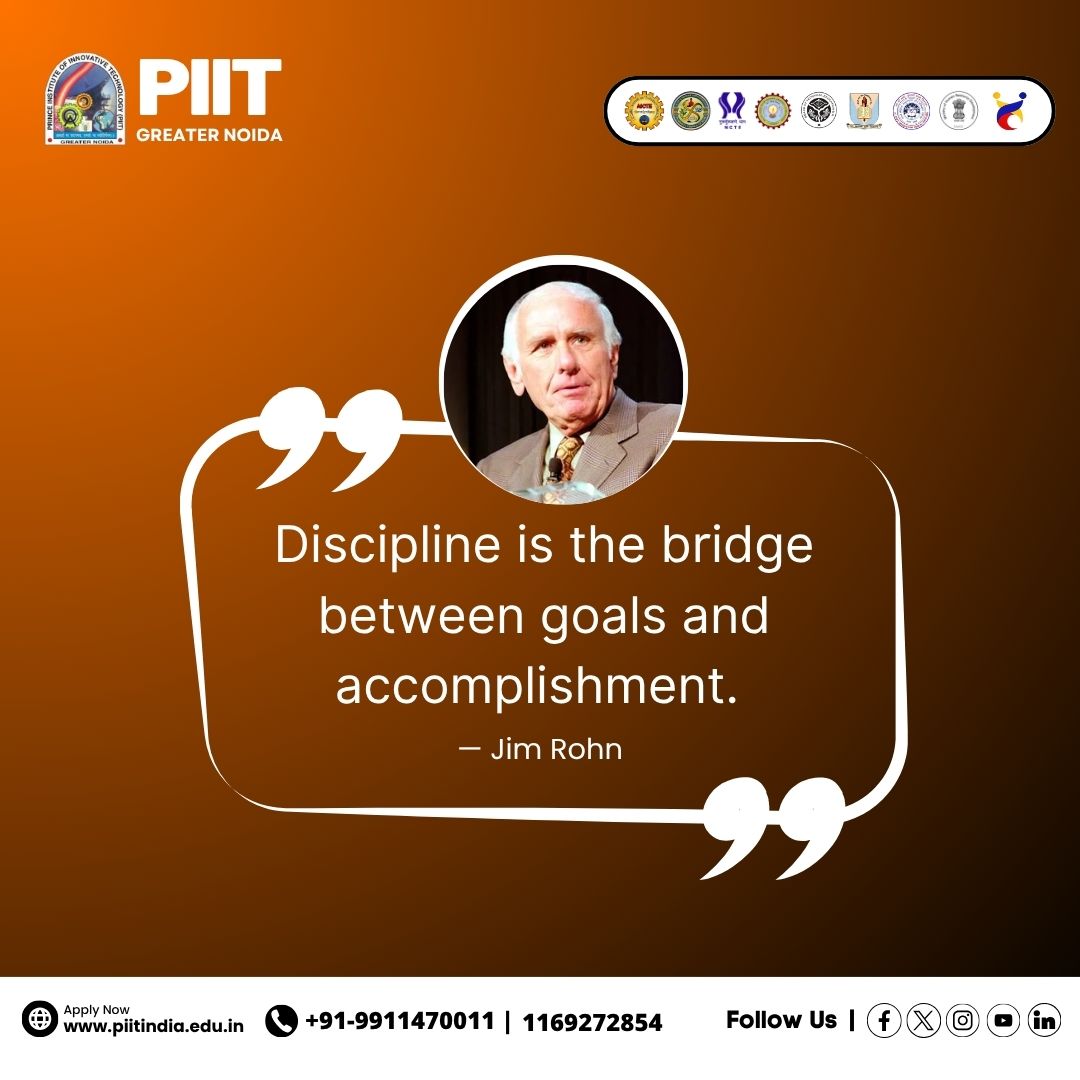 PIITgrNoida's tweet image. Discipline is the bridge between goals and accomplishment. — Jim Rohn                                                                      #MondayMotivation #ThoughtOfTheDay #PositiveMindset #DailyMotivation #BelieveInYourself #piitgreaternoida #piit #GodMorningThursday