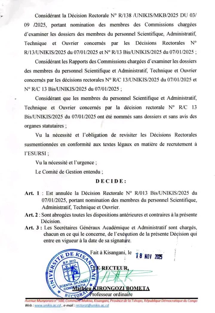 #UNIKIS : une décision rectorale de janvier 2025 abrogée pour non-respect des procédures 
➡️kis24.info/unikis-une-dec…