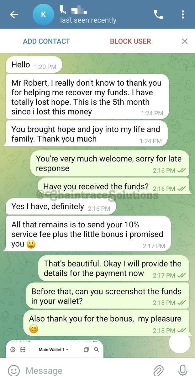 amanguyen1's tweet image. ✅️ Case Update: CTC9510372

Assisted in recovery of $9,296.36 USDT lost several months ago. It was almost impossible because of the time frame but we succeeded. 

chaintrace.carrd.co

#CryptoRestoration #Ethereum #CryptoAssets #CryptoFunds #CryptoWallet