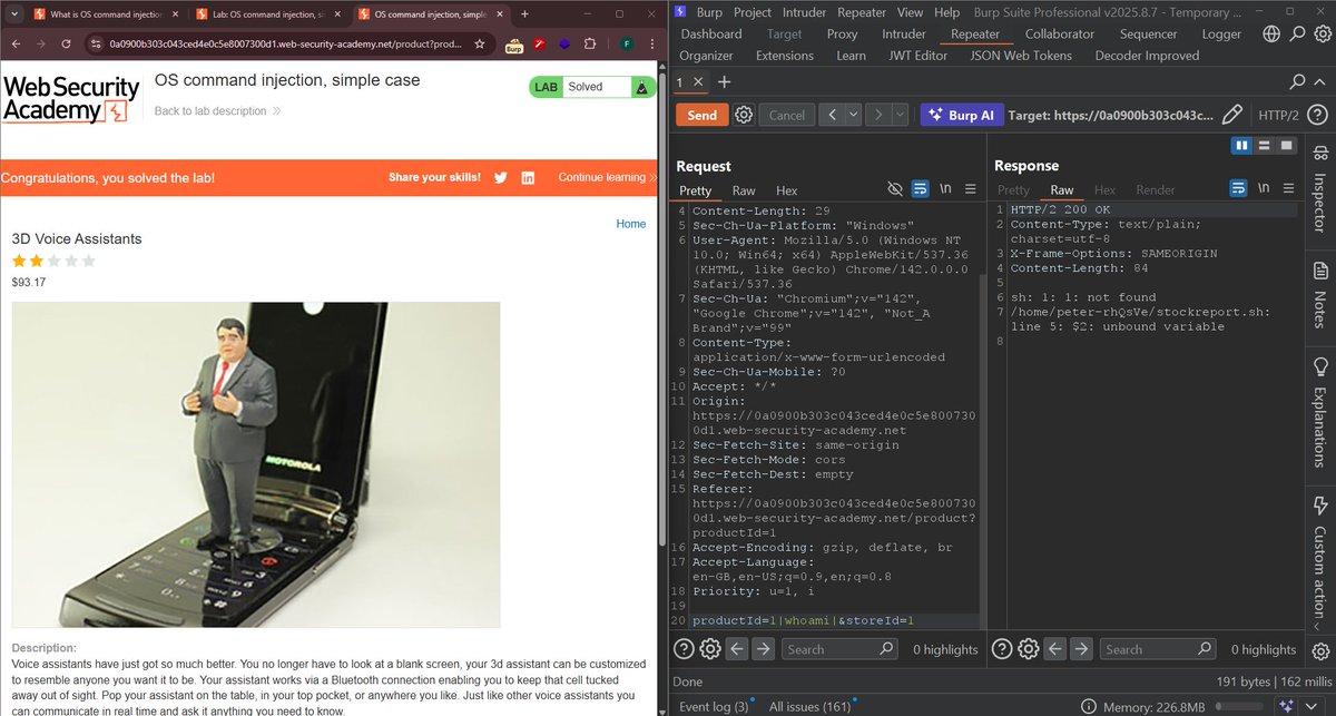 Cyber_matri_x's tweet image. OS command injection lab ✅Never trust user input 🛡️ #CyberSecurity #WebSecurity