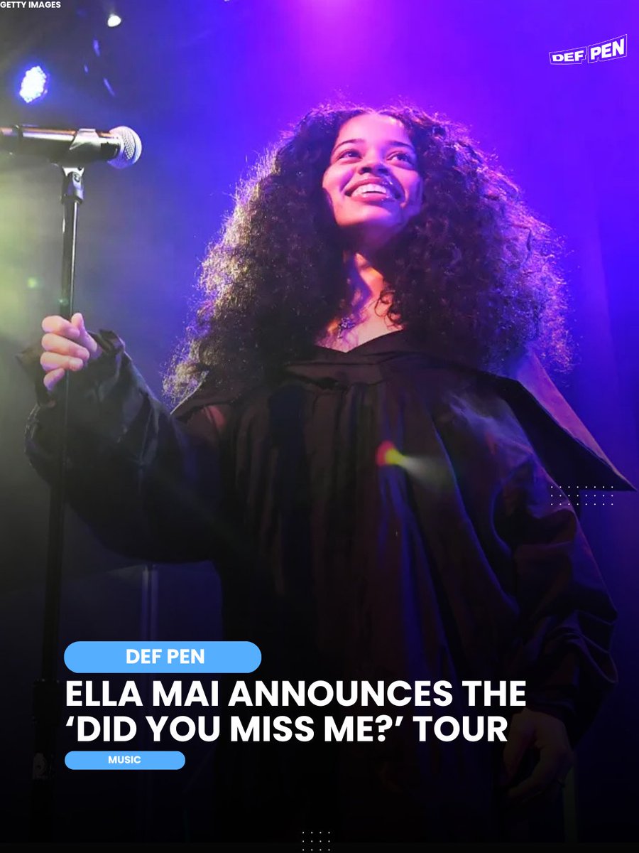DefPen's tweet image. Ella Mai has announced the 'Did You Miss Me?' tour.

She'll perform live in six cities in December, including London, Amsterdam, Paris, Atlanta, New York, and Los Angeles.