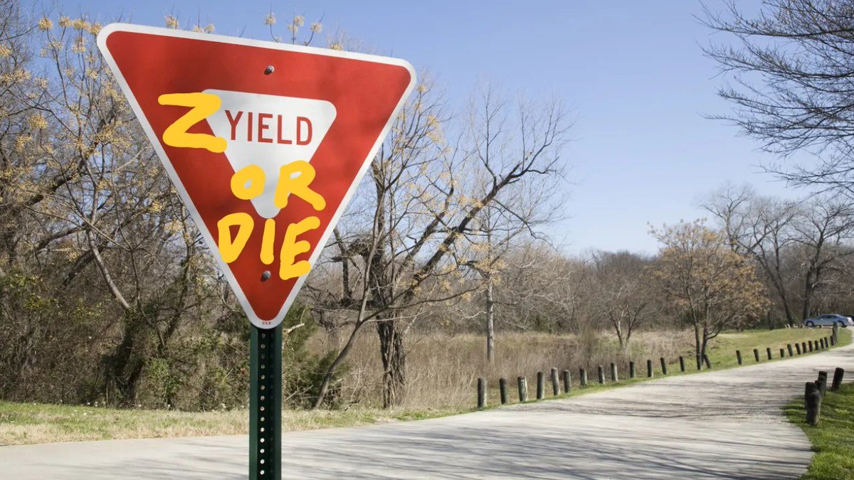 LofiSunrise's tweet image. LFG!!! $ZYIELD!!!

Going to start spray painting a Z in front of the &quot;yield&quot; on all yield signs i see from now on.

They will either think Zorro was there, they are zombie deterrent signs, or they will buy Zyield!