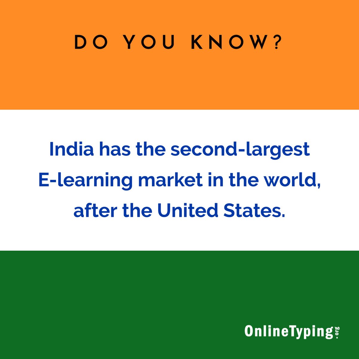 AnythingType's tweet image. India has the second-largest e-learning market in the world, after the United States.

To learn touch typing visit: onlinetyping.org
#India #UnitedStates #eLearning #typing #keyboard #OnlineTyping #touchtyping #typingtutor #learning #education #History