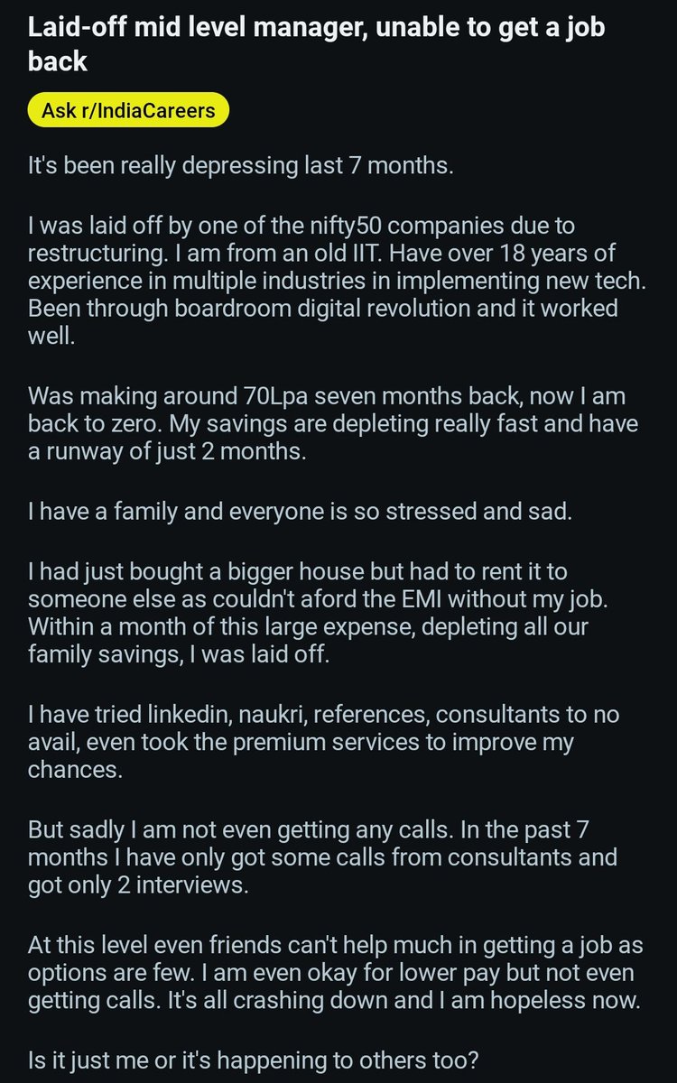 dmuthuk's tweet image. Once you cross 40, constantly keep developing new skill sets and expertise to stay relevant in the job market. We live long but our careers are getting short. Good jobs or some times any job is not easy to come by.

This person might have done all what is required and still might…