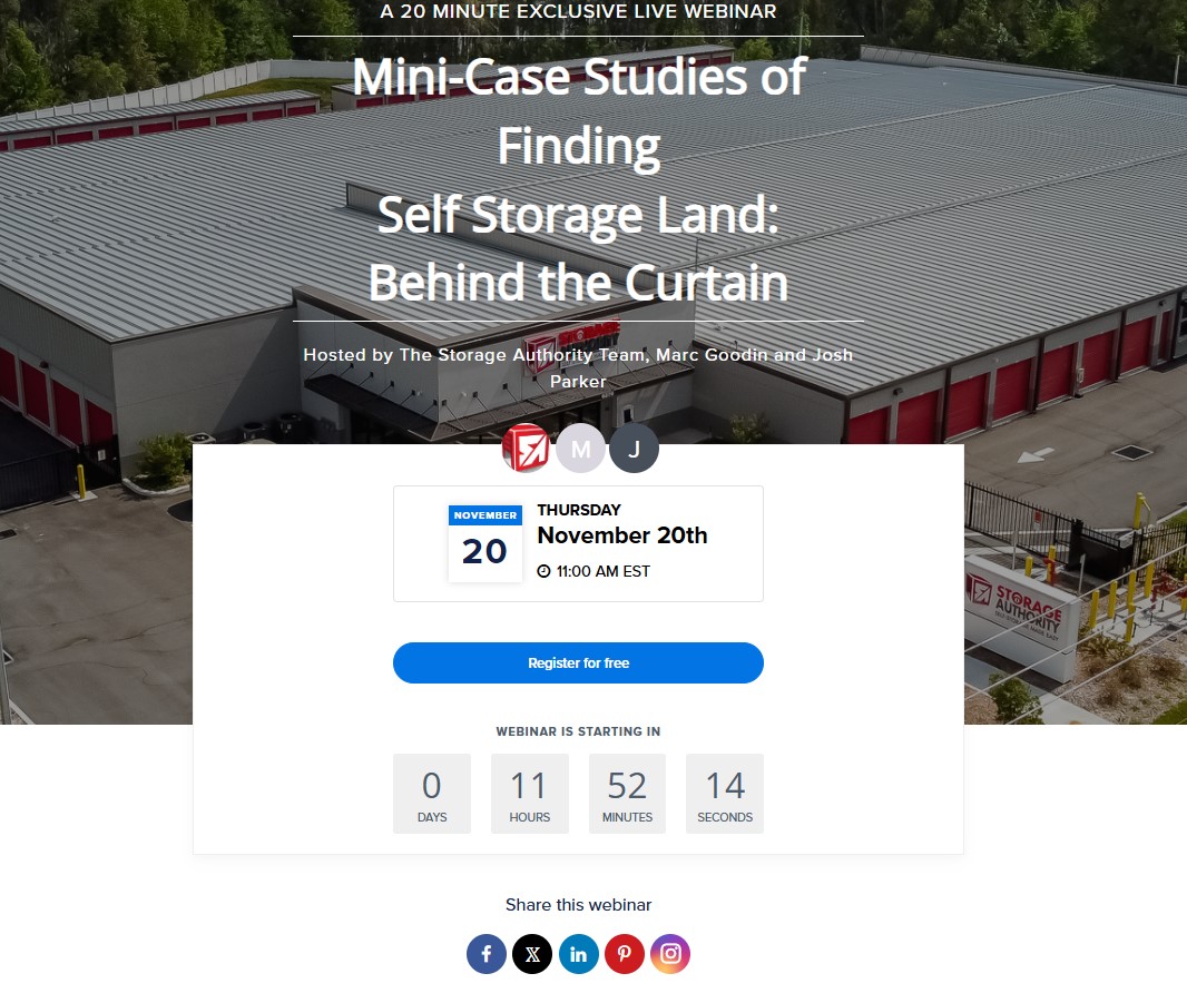 StorageAuth's tweet image. LESS THAN 12 HOURS LEFT – Seats are disappearing FAST!

Tomorrow (November 20th) at 11am EST we’re going LIVE for a power-packed 20-Minute Flash Webinar:

👉 royal-blue-raccoon.webinarninja.com/live-webinars/…

Don’t miss the shortcuts that turned “impossible” land hunts into thriving facilities.