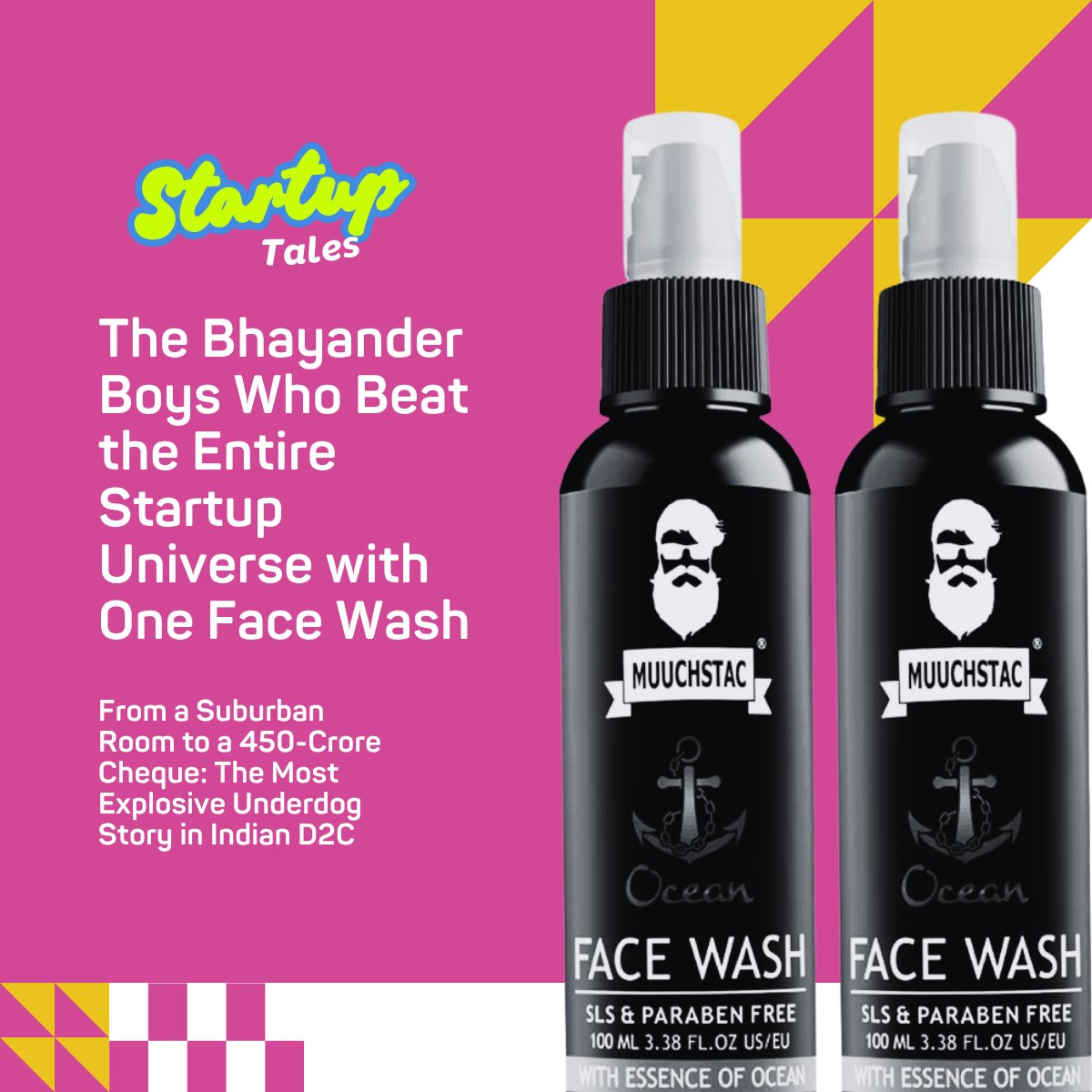 bladeit's tweet image. 2 boys from Bhayander, far from the glamour of #Mumbai’s #startup corridors, built a company that would eventually force one of India’s largest #FMCG giants to sit up &amp;amp; write a cheque. They called their brand #Muuchstac, a small men’s grooming outfit that never pretended to be a…