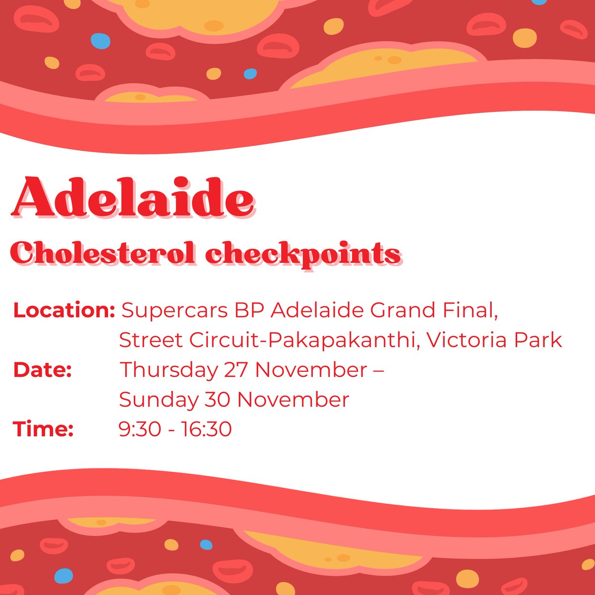 hearts4heart's tweet image. It’s #CholesterolAwarenessWeek! 💛 Learn the ABCs of ASCVD: Alert, Behaviour &amp;amp; Check. 

Visit our cholesterol checks and educational stalls.

Learn more at hearts4heart.org.au.

 #Hearts4heart #FHAustralia #HeartbeatofSport #ASCVD #Cholesterol
