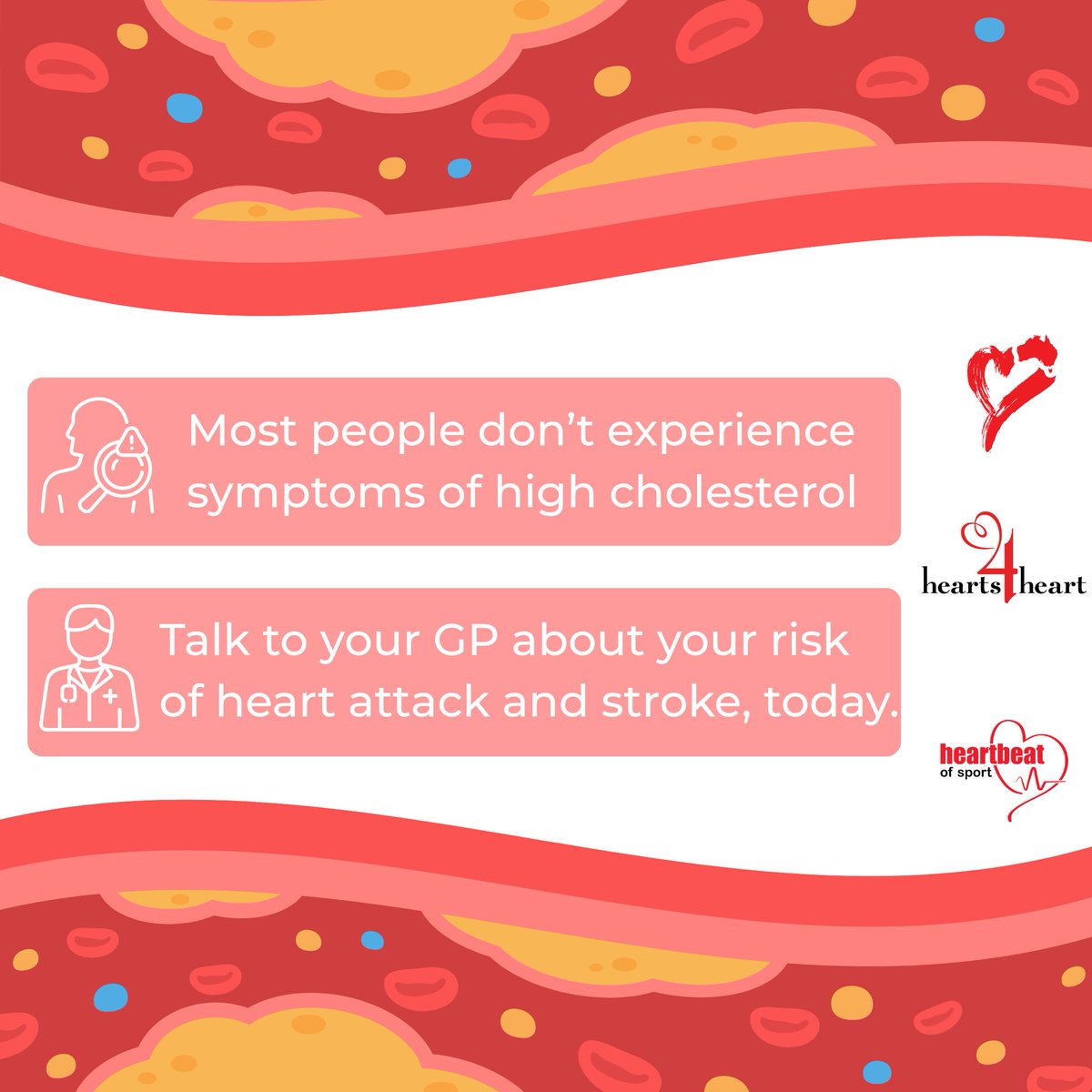 hearts4heart's tweet image. It’s #CholesterolAwarenessWeek! 💛 Learn the ABCs of ASCVD: Alert, Behaviour &amp;amp; Check. 

Visit our cholesterol checks and educational stalls.

Learn more at hearts4heart.org.au.

 #Hearts4heart #FHAustralia #HeartbeatofSport #ASCVD #Cholesterol