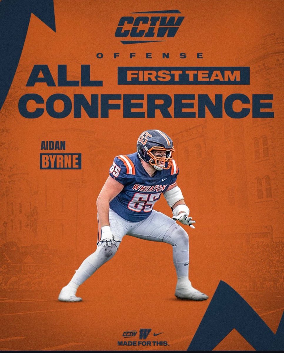 Congrats to East Lake alum Aiden Byrne (<a href="/aidenbyrne16/">Aiden Byrne</a>) making the First Team All-Conference in the CCIW for <a href="/WheatonFB/">Wheaton Football</a>! Keep grinding Aiden! #EagleFamily