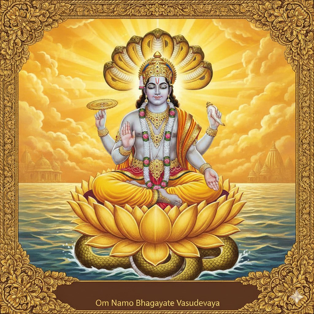 जब जीवन की राहें धुंधली पड़ जाती हैं,
तब श्री हरि विष्णु का स्मरण मन को प्रकाश देता है।
उनकी शरण में आते ही हर भय, हर दुख दूर होने लगता है…
केवल भक्ति चाहिए, बाकी सब नारायण सम्भाल लेते हैं।

“ॐ नमो भगवते वासुदेवाय”