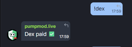 pumpmodlive's tweet image. 🔥 New Command Coming to $PUMPMOD!
!dex

This command connects to @dexscreener and checks whether the current token’s DEX listing was paid or not 

This will be coming to all free instances of $PUMPMOD

#pumpfun #pumpfunlive
