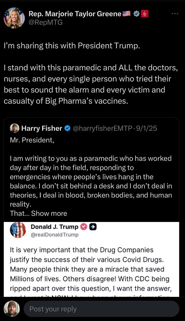 Representative Marjorie Taylor Greene,

You know who I am and what I’ve witnessed. As you know, I’m a paramedic, still working the streets, still seeing the aftermath of Operation Warp Speed. Witnessing people who believed they were being protected but instead were harmed.
You