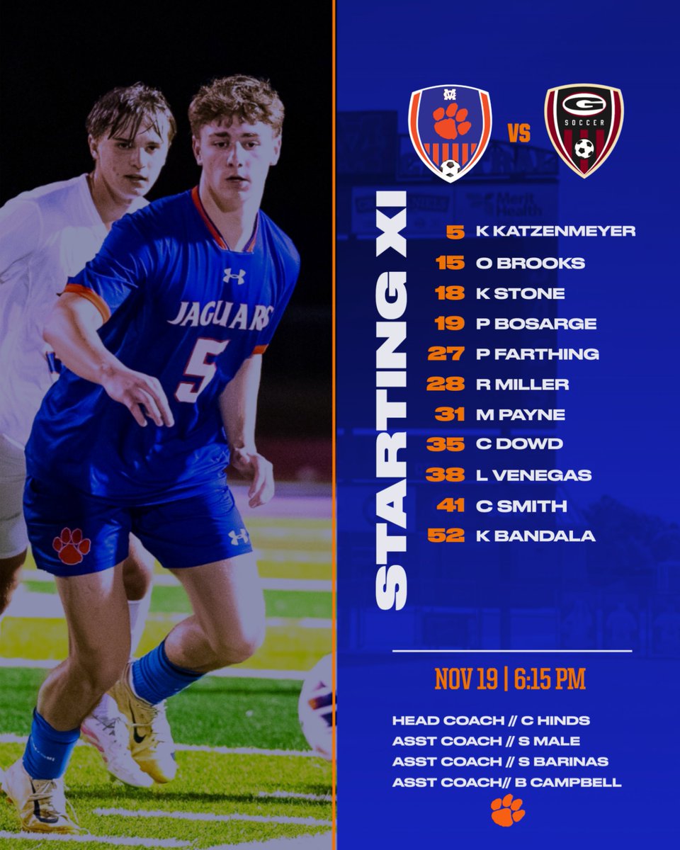 MCJagSoc's tweet photo. Presenting the Madison Central JV Jags Starting XI vs Germantown HS https://t.co/o0qWfYyFKU