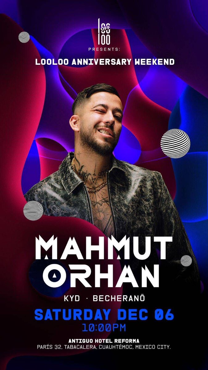 EDMtree_'s tweet photo. ✨ Looloo Anniversary Weekend sorpende con un gran lineup porque @MahmutOrhan llega a CDMX para encender la noche en una celebración que promete romperla. 🔥🎶

Prepárate para un set lleno de melodías envolventes, energía profunda y ese estilo inconfundible que lo ha llevado a conquistar escenarios en todo el mundo.
Junto a KYD y Becheranô. 🚀

📍 Antiguo Hotel Reforma
📅 Sábado 06 de diciembre
⏰ 10:00 PM

¿Listos para celebrar un año más de noches inolvidables? Nos vemos en @weareloloo 💙✨