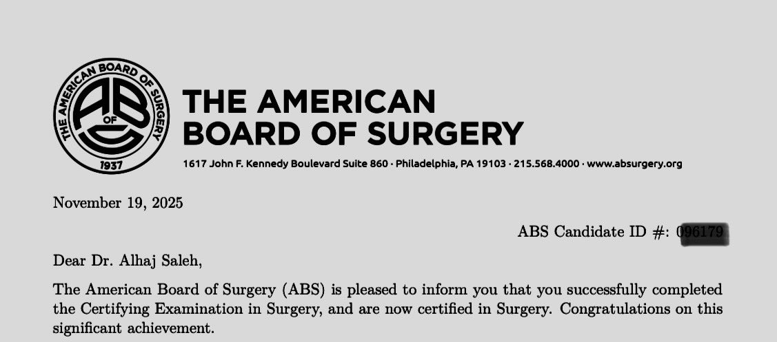 Officially board certified surgeon! Beyond blessed!!🙏🏻