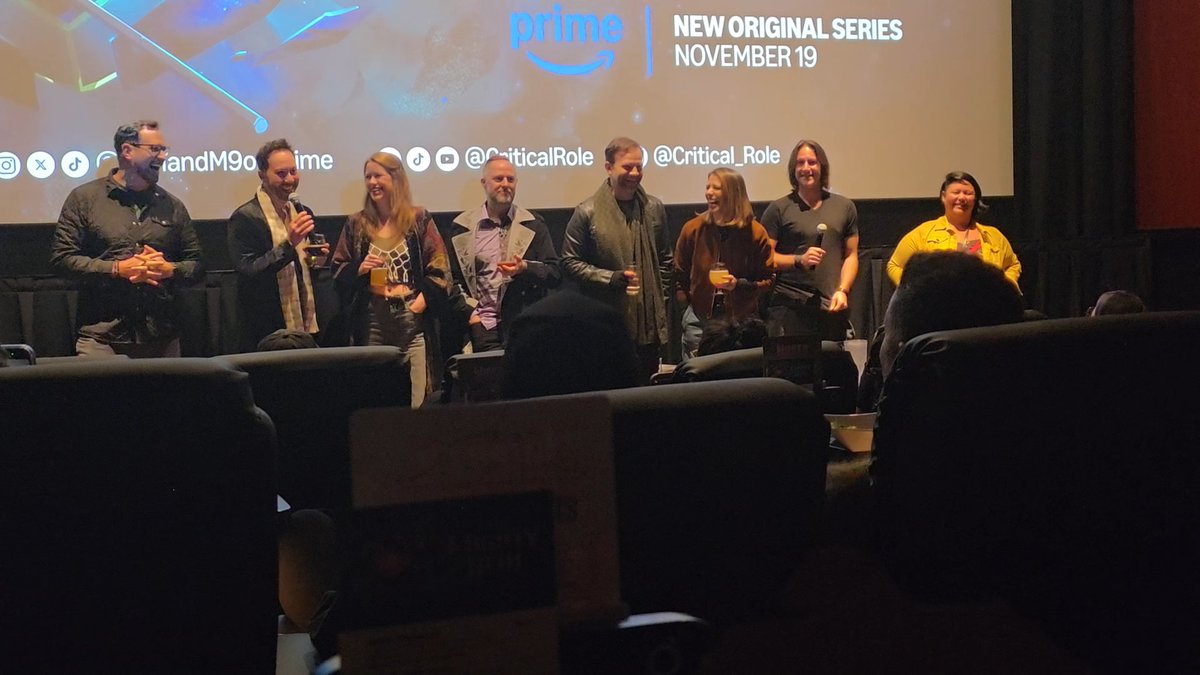 maybluebird's tweet photo. It was so cool seeing the first two episodes up on the big screen, even cooler that the cast showed up to surprise us all! #mightynein #CriticalRole https://t.co/yq8yk3FzNb