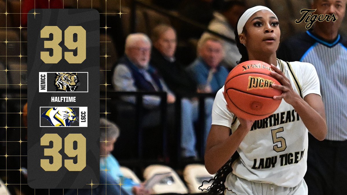 NEMCCTigers's tweet image. WBK | HALFTIME: Lawson State 39, Northeast 39.

@NEMCCWBB gets a layup from Tyquashia McMillian with less than 3️⃣0️⃣ seconds to go to tie us up at the break!!

📺 bit.ly/NEBlackChannel
⛹️‍♀️ bit.ly/NEWB26G7Stats
🐯 #TigerTown