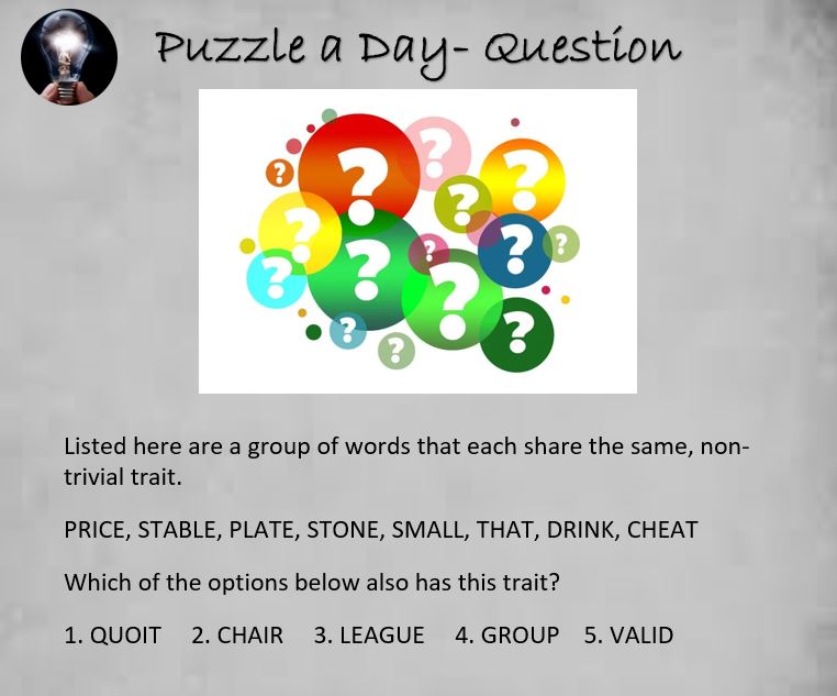 PuzzleADayBlog's tweet image. Puzzle: Words With The Same Trait

#puzzle #puzzles #puzzleaday