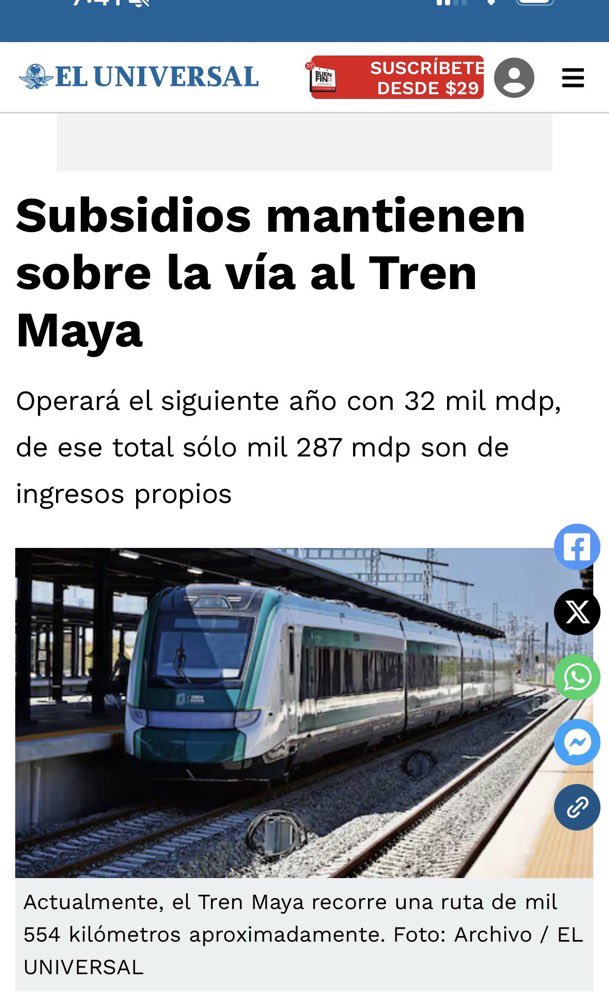 🟥 EL TREN MAYA NECESITA DINERO ¿QUÉ OPINAS?

El Tren Maya necesitará 32 mil millones en subsidios en 2026.
Mexicana ya perdió 707 millones solo en 2025, sin contar los 2,100 millones gastados en aeronaves.

¿Son inversiones estratégicas o agujeros negros del presupuesto?

👇 Leo