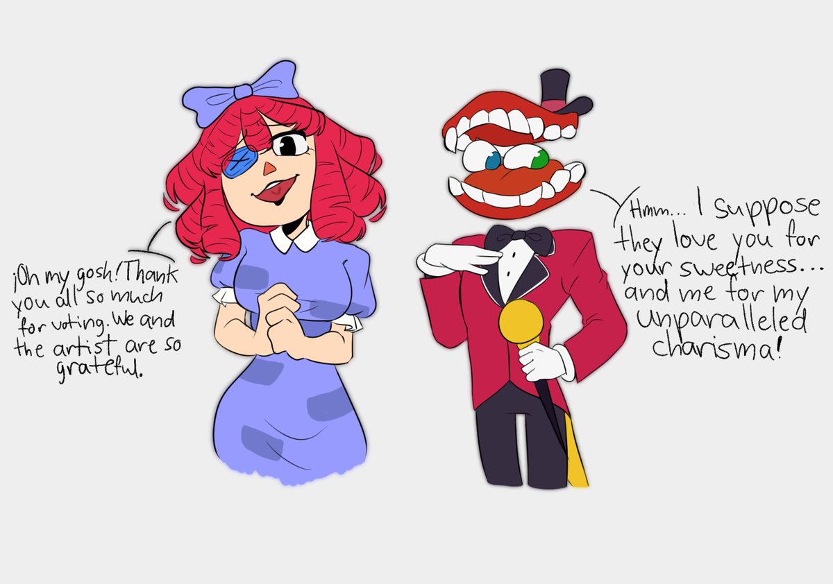 roseblue2612's tweet image. A promise is a promise! After running out of inspiration to draw and with school stuff, here are the drawings of Ragatha and Caine. Thank you so much for participating in the poll! Stay tuned for the next one :) #TADC #TheAmazingDigitalCircus #Caine #ragatha