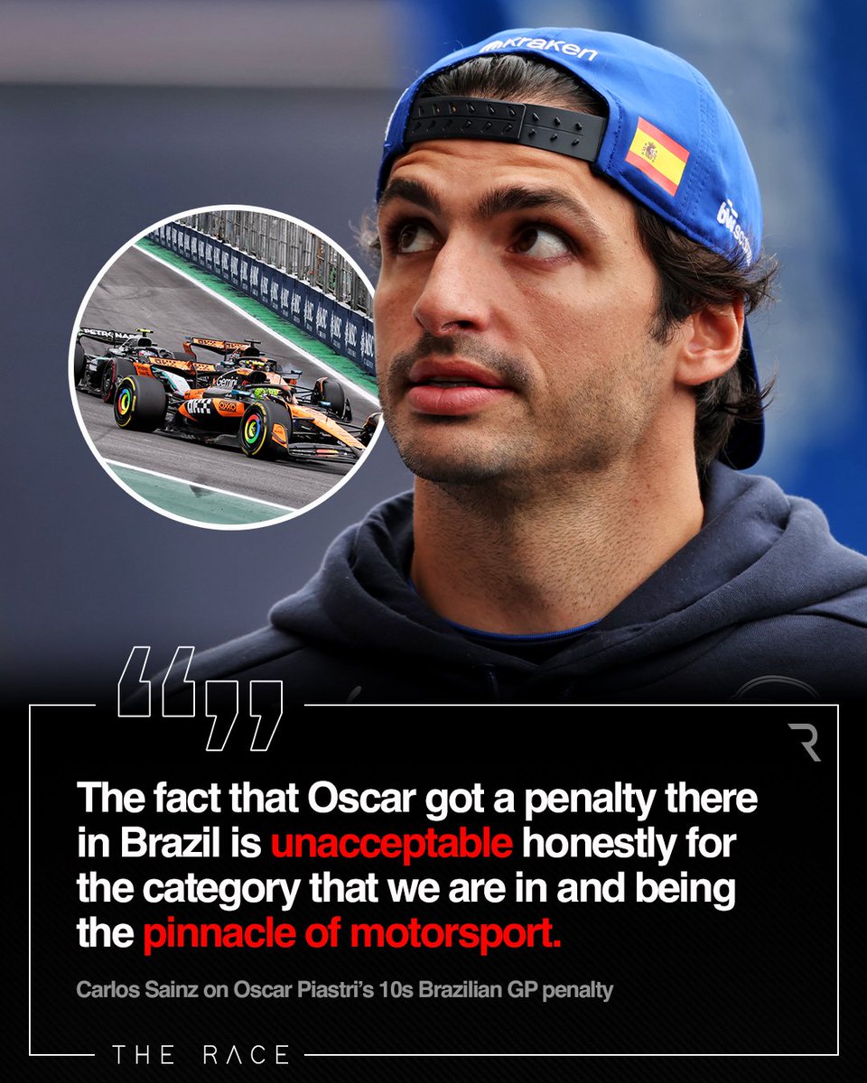 🗣️ "There’s been not one but multiple incidents this year that for me are far from where the sport should be."

Carlos Sainz does not think Oscar Piastri should have had a penalty for the incident in Brazil: