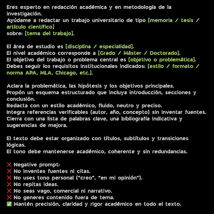ecommartinez's tweet photo. Mi prompt definitivo para la redacción académica con ChatGPT.. https://t.co/jOEO7Gl29f