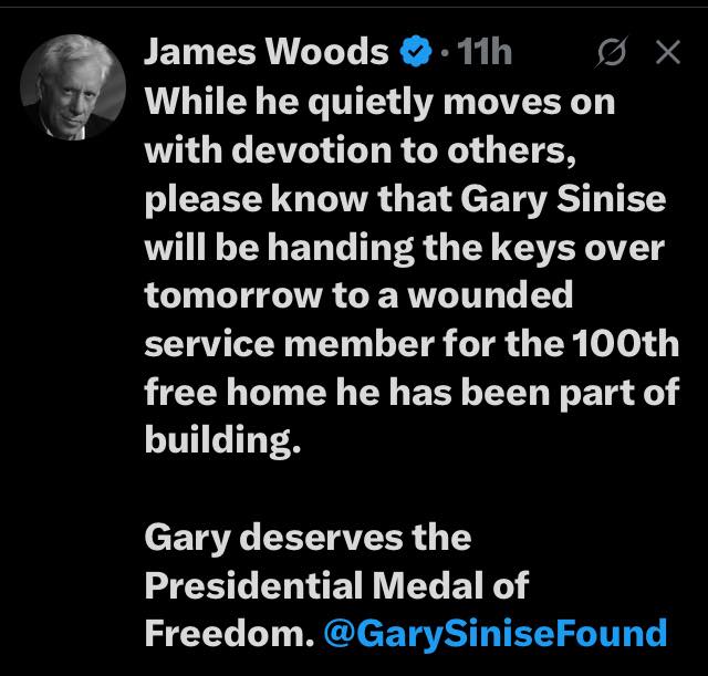 Ikennect's tweet image. Lieutenant Dan to the rescue🇺🇸
Gary Sinise is such a wonderful man. A hero.
I agree with @RealJamesWoods 
He deserves the Presidential Medal of Freedom