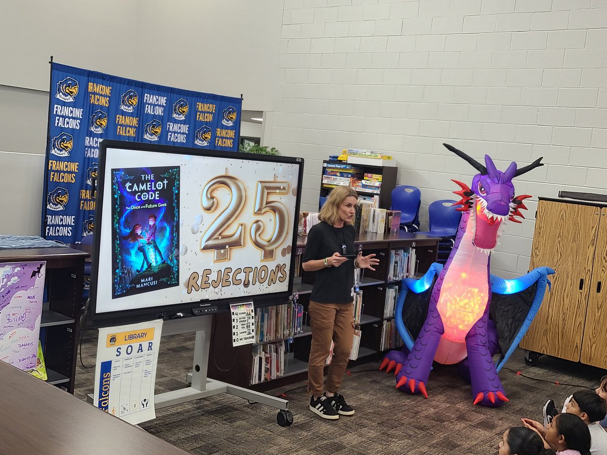FranconeLibrary's tweet image. Our 3rd, 4th, and 5th grade Falcons visited with author Mari Mancusi today. They learned all about her writing process, author life, and got the scoop on her next book! Bonus: Thirty autographed books and 7 posters will be delivered tomorrow.🤩 @FranconeElem @CyFairLibraries