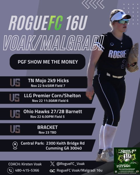 irishavl16's tweet photo. Last fall tournament this weekend in Cumming, Georgia! Let's have a good end to the fall and beginning to the holidays! We got this @RogueFC_Voak!

@ExtraInningSB @PrepSoftball @SBRRetweets @SoftbalAmerica @SoftballHome @Vol_Softball @TCSFastpitch @thealliancefp @d1fastpitch1 @NFCAorg @PG_Softball @CofCSoftball @OU_Softball @iowasoftball