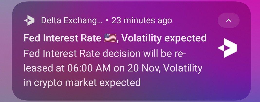 itxmebala's tweet image. I recieved this notification from delta exchange just now 

Lmaooooooo was dis ? 

Fomc is on Dec 10th 

I know, indian exchanges are lagging and far behind. But this far ? 

@DeltaExchangeIn