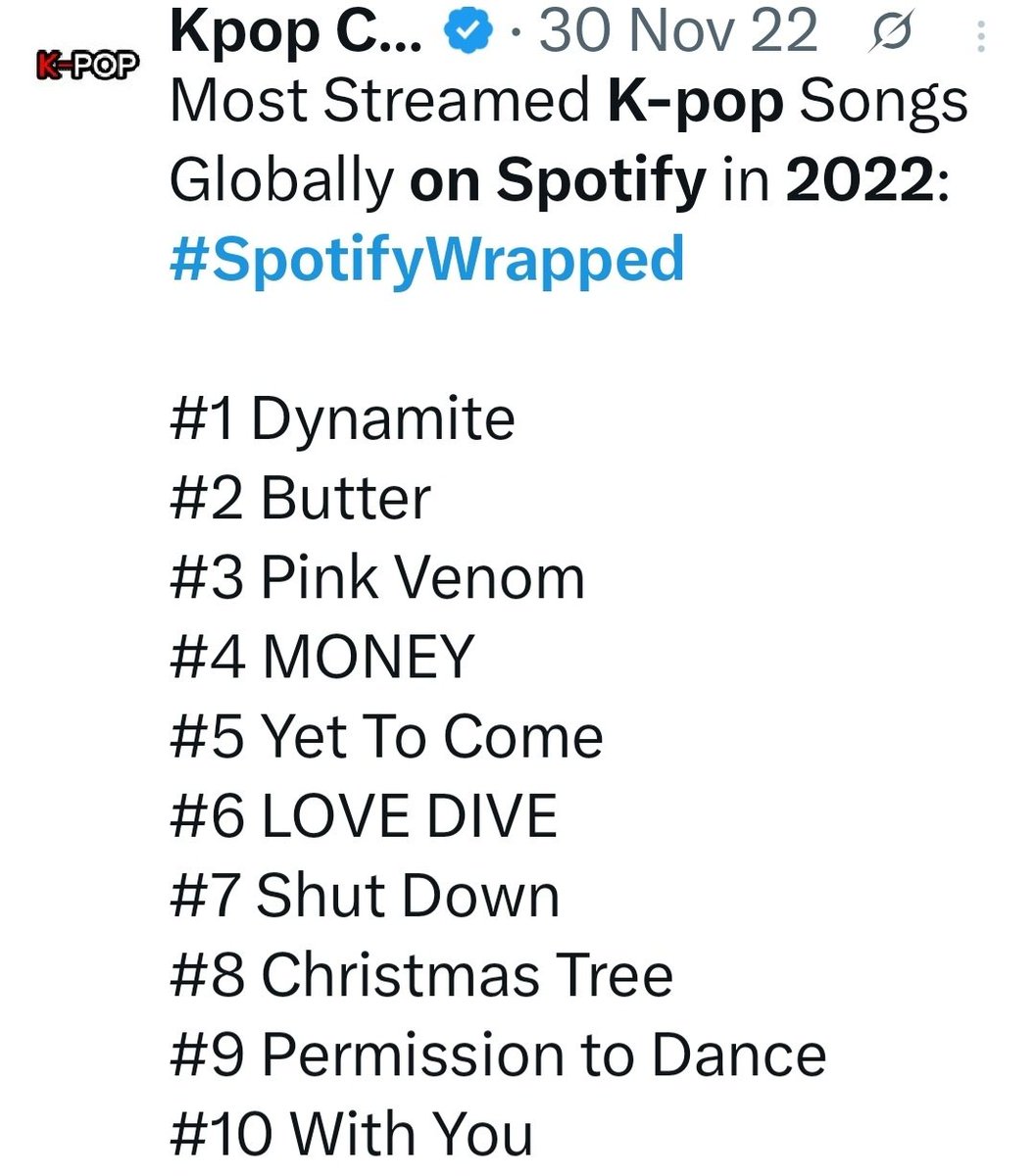 pjmstolemyheart's tweet image. I compiled screenshots of posts that had the top 10 K-Pop songs for Spotify Wrapped from 2020 - 2024!