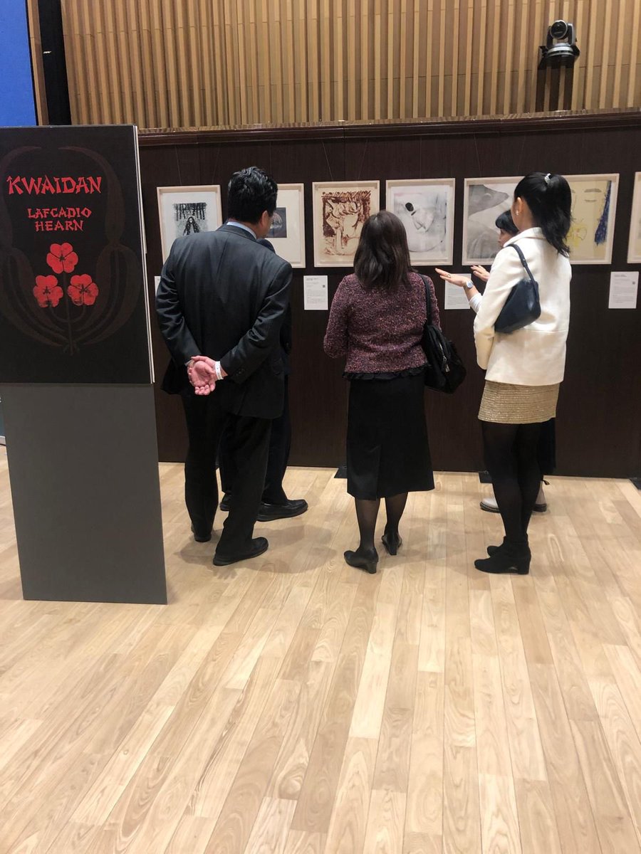 IEAmbJapan's tweet image. Delighted to host our friends from the Parliamentary Friendship League to a special viewing of the Kwaidan exhibition in Ireland House. A great way to develop the cultural links between Ireland and Japan 🇮🇪🇯🇵