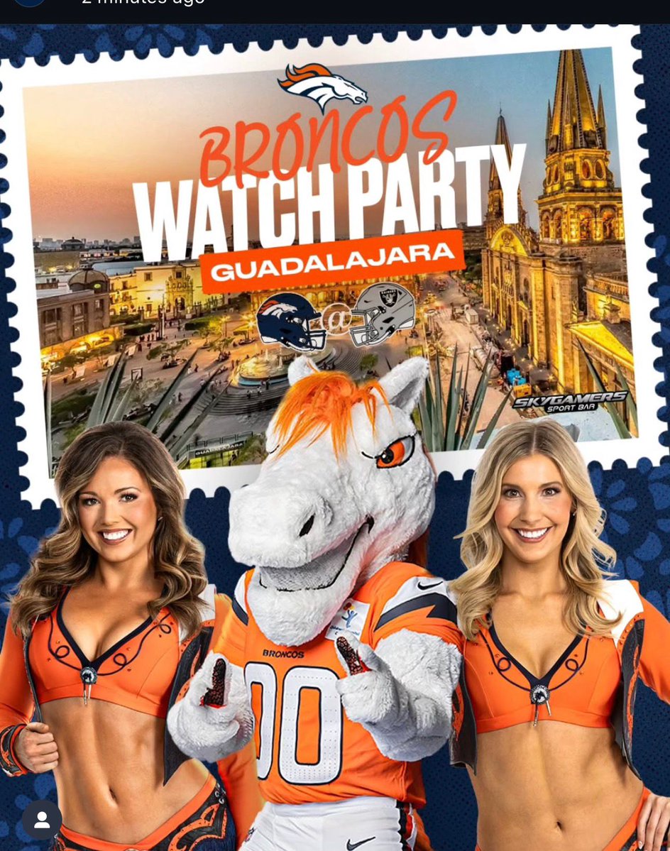 BroncosEspanol's tweet image. ¡@5280Miles y las @BroncosCheer rumbo a Guadalajara! 🤩🏈

Disfruta con nosotros del partido de la Semana 14 #DENvsLV en el Sky Gamers Sports Bar.  🎁📺

Te esperamos este 7 de diciembre desde la 2 pm. El partido comienza 3:05 pm. El cupo es limitado así que asegura tu entrada…