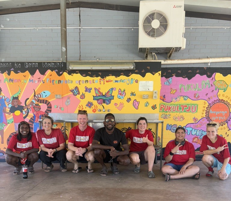 reddustoz's tweet image. Ngaltunytju – Proud, Pukulpa – Caring, Pukultju – Kind! Turning Areyonga School's Values into a mural as part of our Healthy Living Program. Read more on our website!