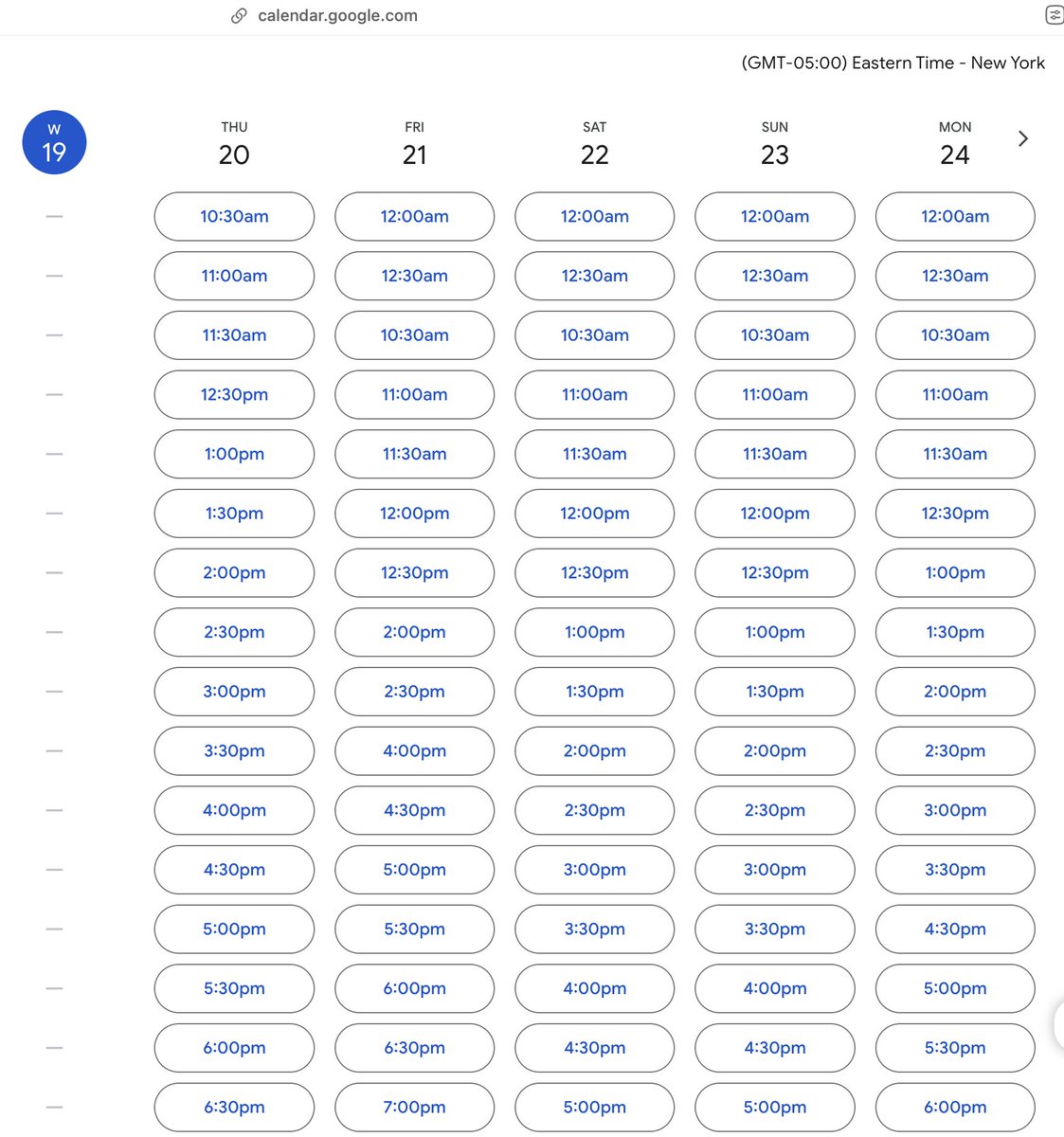 my friend isn't offering enough time slot options 👎