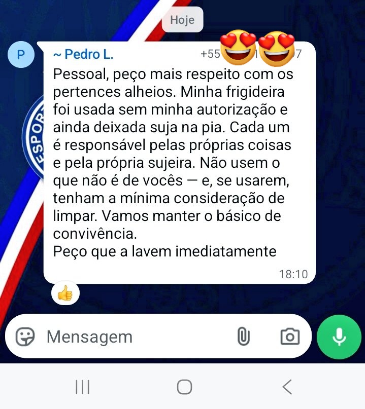 O Pedro no grupo aqui da República pistola que usaram a frigideira dele, sujaram e deixaram pra ele lavar kakakaakkakakakakakak