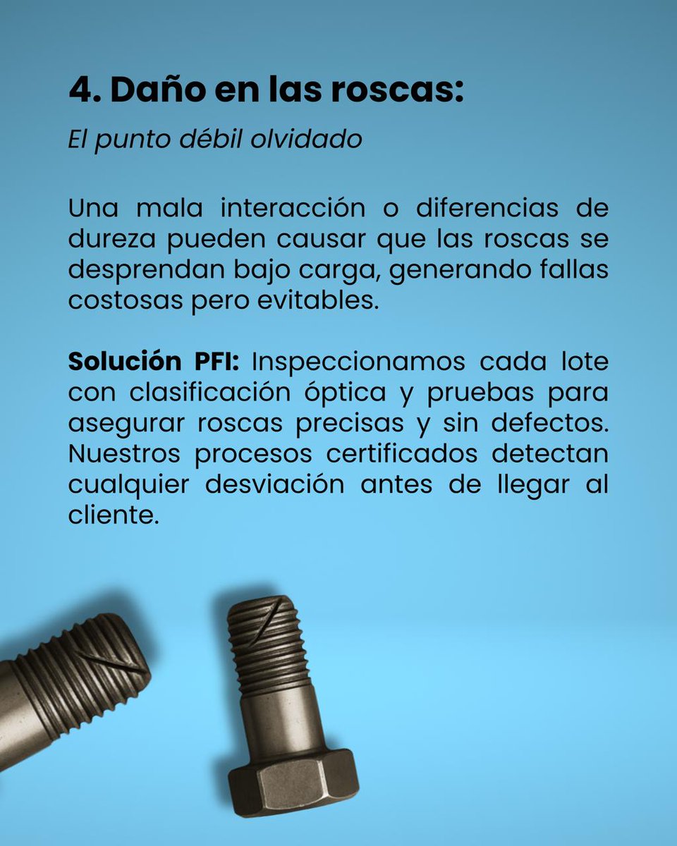 panamafasteners's tweet image. 4 fallas que pueden detener tu operación…y cómo PFI las previene antes de que ocurran. Calidad comprobada, ingeniería real y confianza en cada perno🔩✨ (2/2)