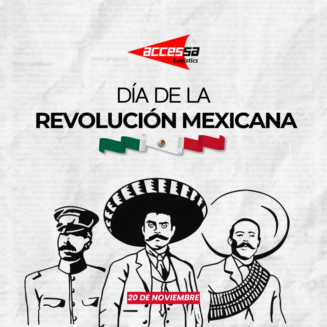 AccessaLogistic's tweet image. Hoy #20DeNoviembre celebramos más que una fecha: conmemoramos el triunfo de una visión estratégica que cambió el destino de México 🎯.

La Revolución nos enseñó que los grandes objetivos solo se cumplen con una logística impecable y bien coordinada.