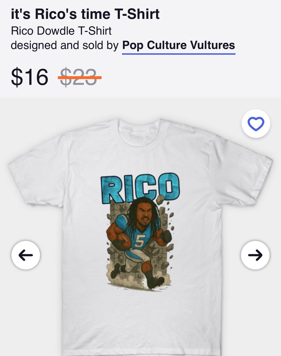 Hovey0269's tweet image. Panthers fans know the future is Rico. When he’s on the field, it’s not hype — it’s Rico’s time. Rep the next Carolina playmaker with this tee.

Grab it here: teepublic.com/t-shirt/832602…

#Panthers #KeepPounding #NFL #CarolinaPanthers #PopCulture #TeePublic